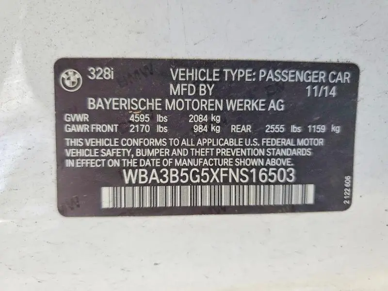 2015 BMW 328 XI SULEV  