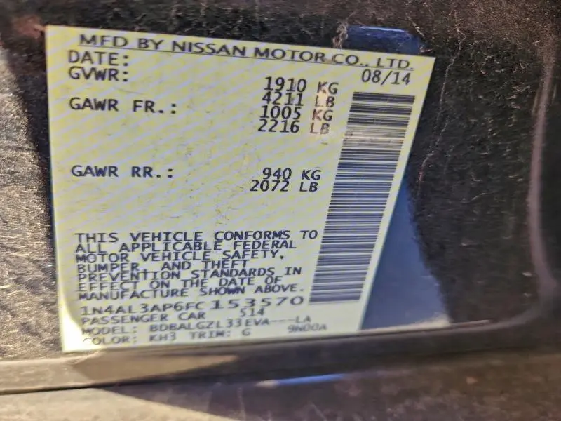 2015 NISSAN ALTIMA 2.5  