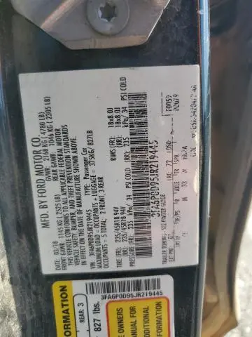 2018 FORD FUSION TITANIUM/PLATINUM  