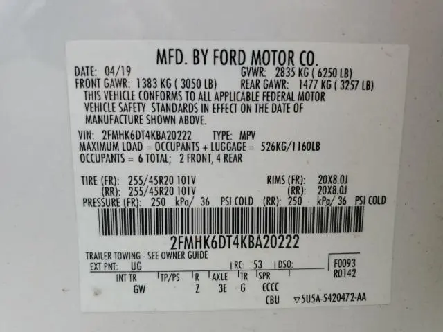 2019 FORD FLEX LIMITED  
