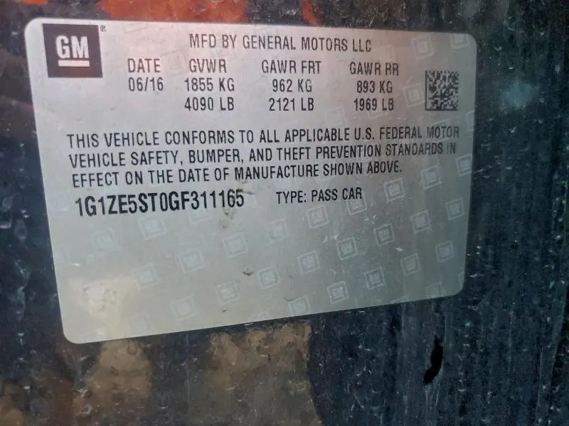 2016 CHEVROLET MALIBU LT  