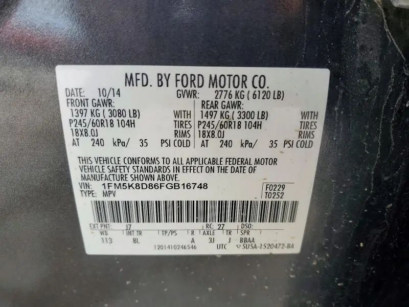2015 FORD EXPLORER XLT  