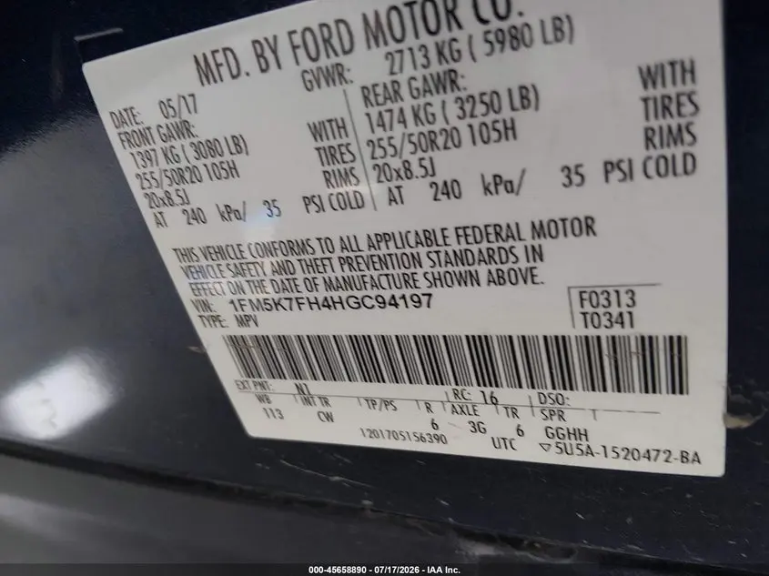 2017 FORD EXPLORER LIMITED