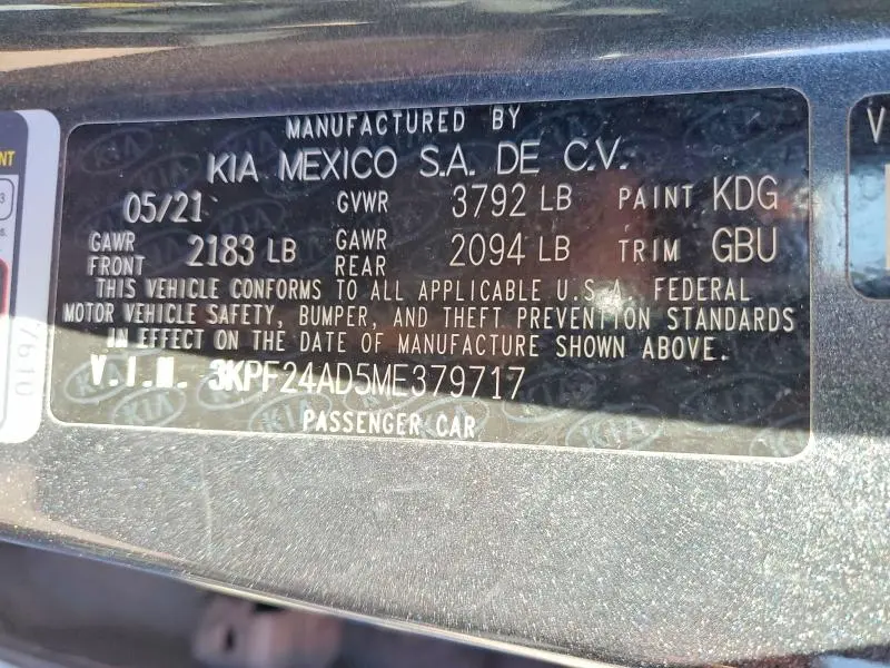 2021 KIA FORTE   