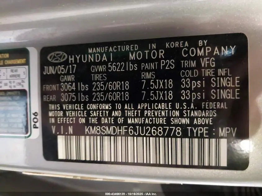 2018 HYUNDAI SANTA FE SE