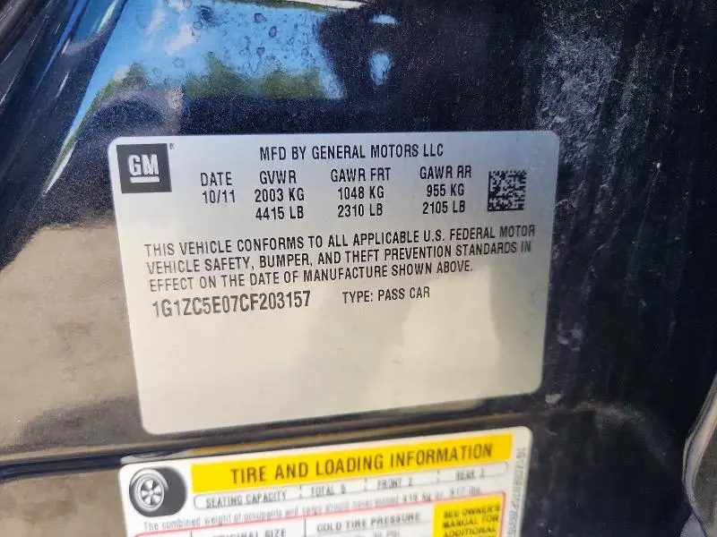 2012 CHEVROLET MALIBU 1LT  
