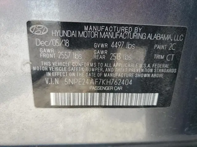 2019 HYUNDAI SONATA SE  