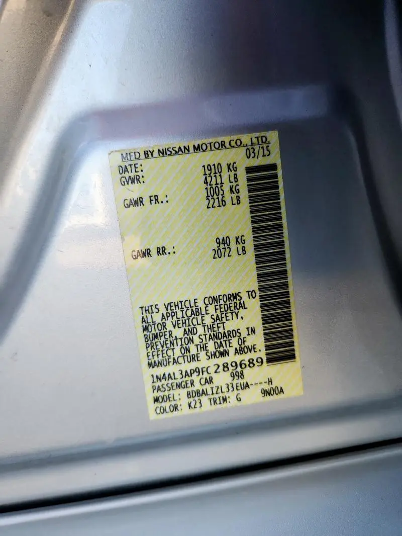 2015 NISSAN ALTIMA 2.5  