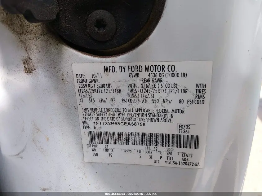 2012 FORD SUPER DUTY F-250 SRW LARIAT/XL/XLT