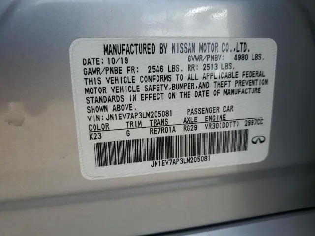 2020 INFINITI Q50 PURE  