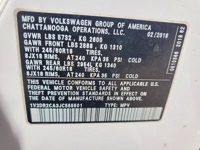 2018 VOLKSWAGEN ATLAS SE  