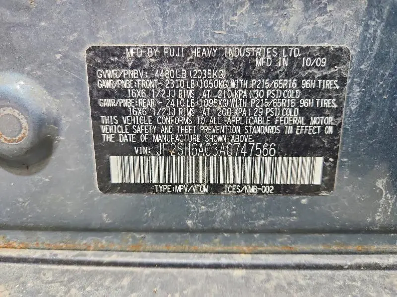 2010 SUBARU FORESTER 2.5X  