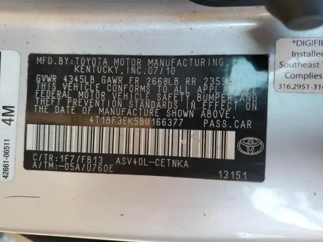 2011 TOYOTA CAMRY BASE  