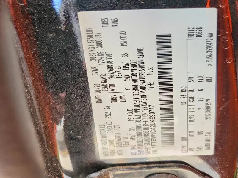 2020 FORD F150 SUPERCREW  
