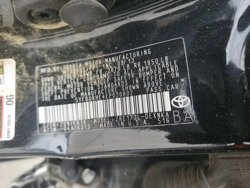 2014 TOYOTA COROLLA LE PLUS  