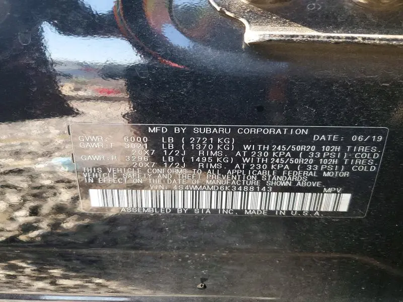 2019 SUBARU ASCENT LIMITED  