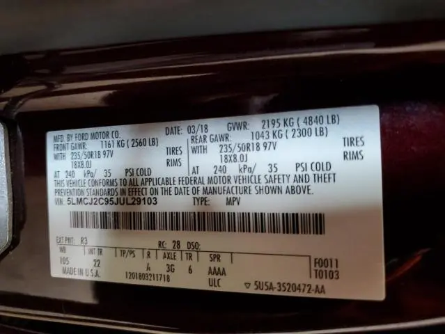 2018 LINCOLN MKC SELECT  