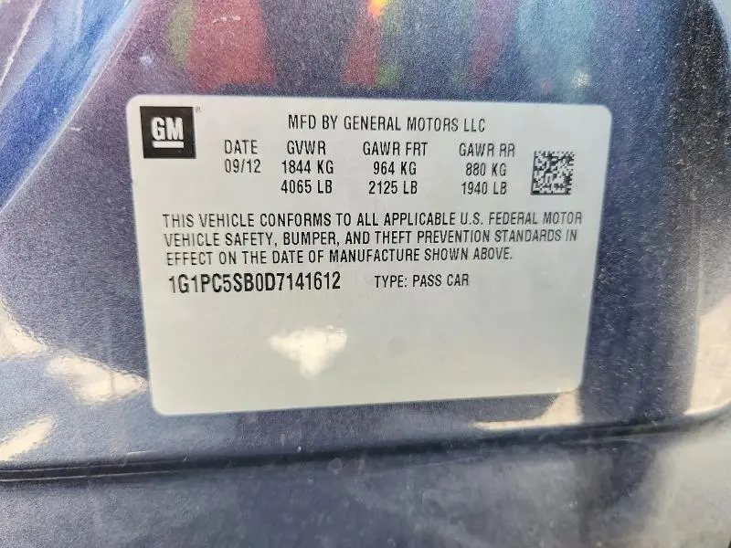 2013 CHEVROLET CRUZE LT  