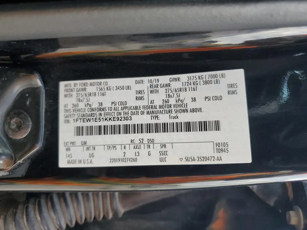 2019 FORD F150 SUPERCREW  