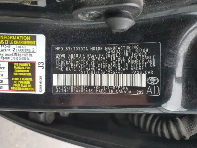 2010 TOYOTA COROLLA BASE  