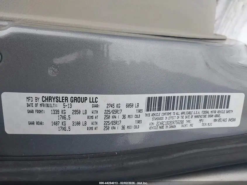 2013 CHRYSLER TOWN & COUNTRY TOURING