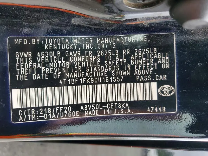 2012 TOYOTA CAMRY SE SPORT LIMITED EDITION  