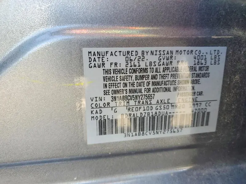 2022 NISSAN SENTRA SV  