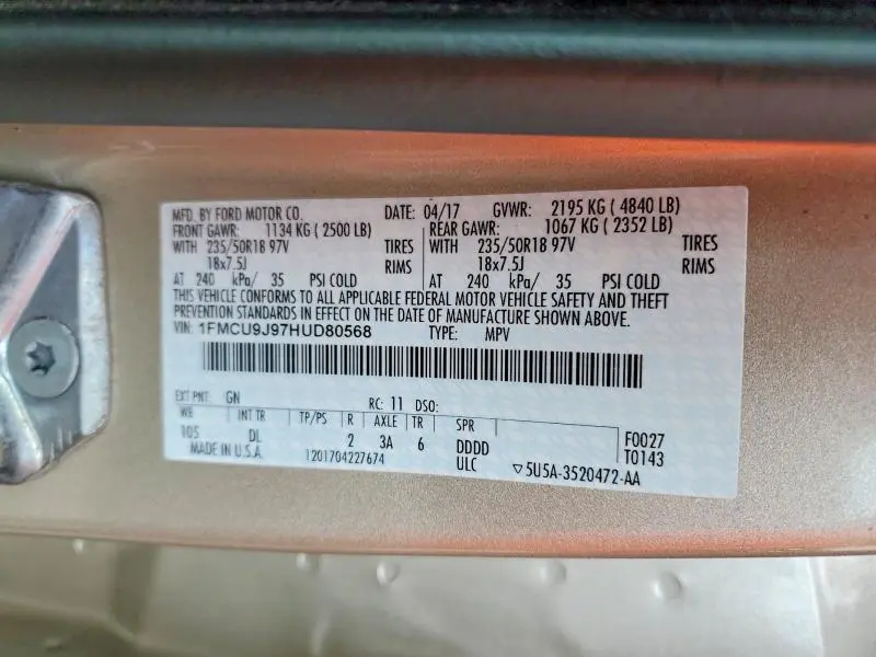 2017 FORD ESCAPE TITANIUM  