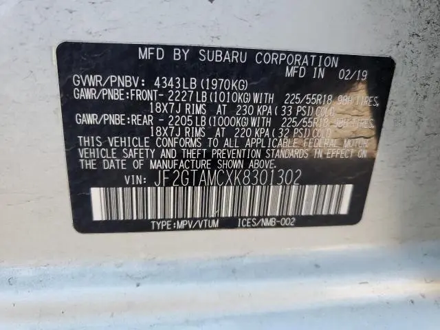 2019 SUBARU CROSSTREK LIMITED  
