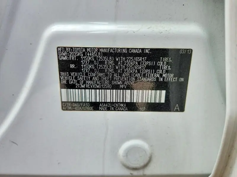 2013 TOYOTA RAV4 XLE  