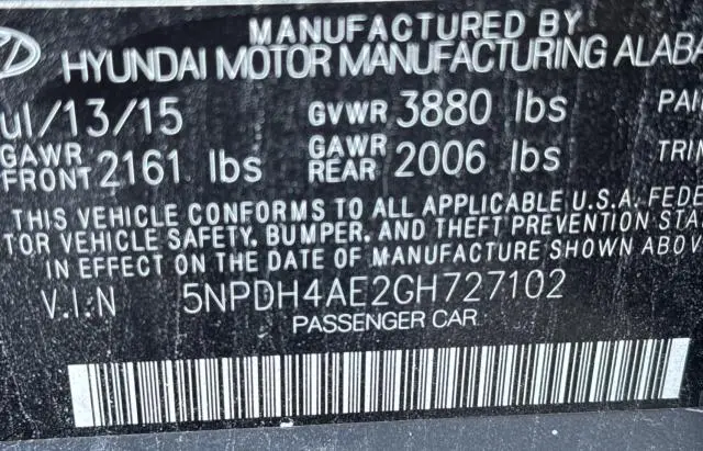 2016 HYUNDAI ELANTRA SE  