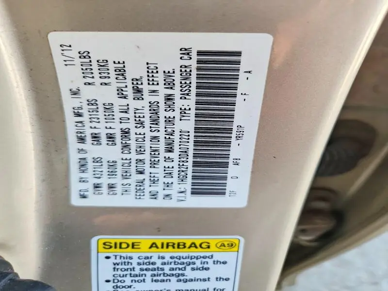 2013 HONDA ACCORD EXL  