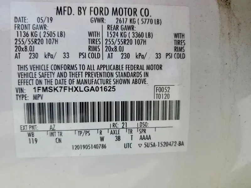 2020 FORD EXPLORER LIMITED  
