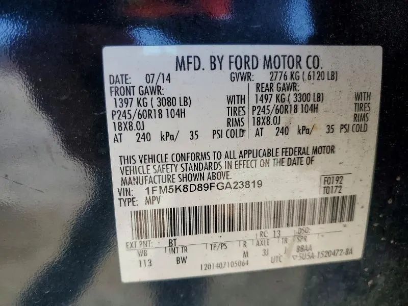 2015 FORD EXPLORER XLT  