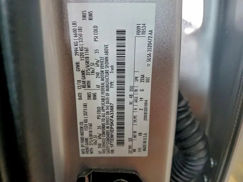 2019 FORD F150 SUPERCREW  