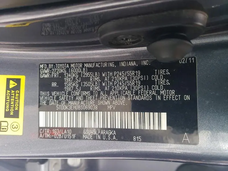 2011 TOYOTA HIGHLANDER LIMITED  