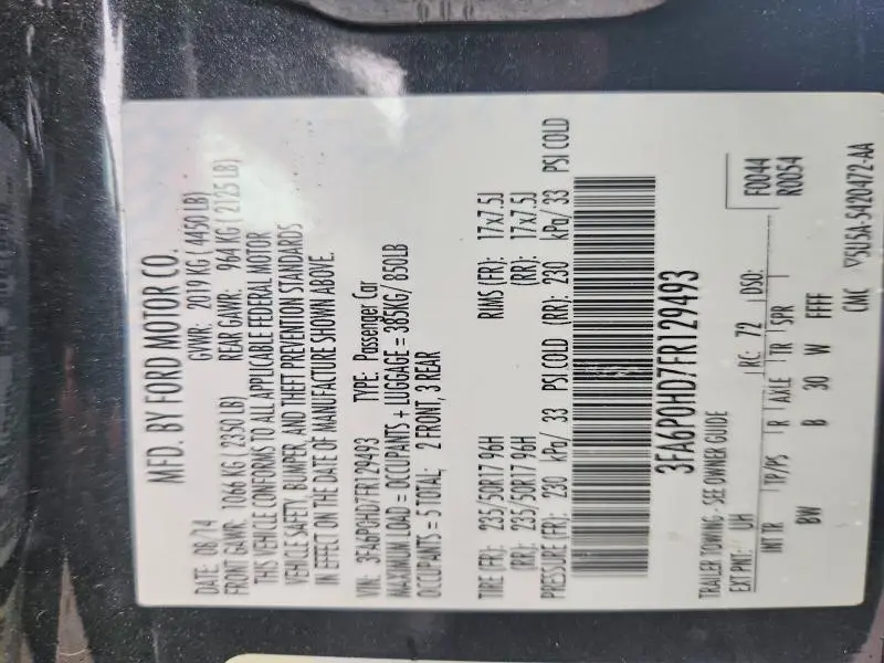 2015 FORD FUSION SE  