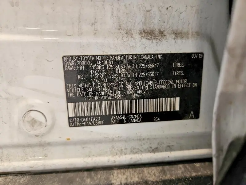 2019 TOYOTA RAV4 XLE  