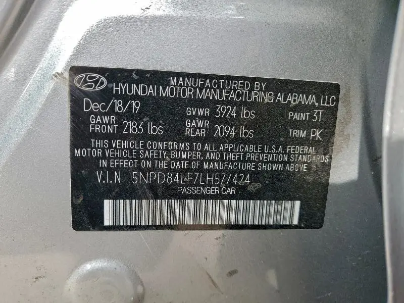 2020 HYUNDAI ELANTRA SEL  