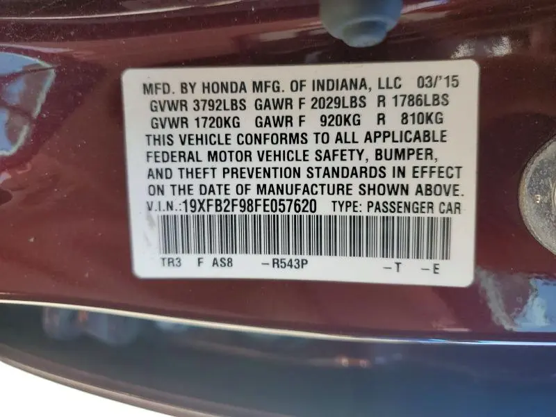 2015 HONDA CIVIC EXL  