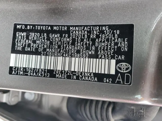 2019 TOYOTA COROLLA L  