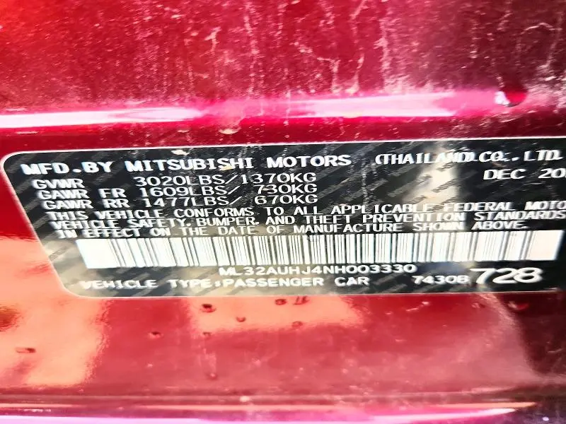 2022 MITSUBISHI MIRAGE ES  