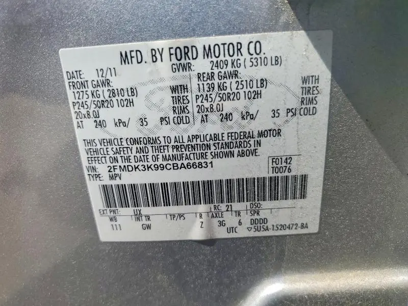 2012 FORD EDGE LIMITED  