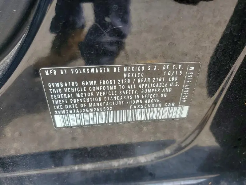 2016 VOLKSWAGEN JETTA S  