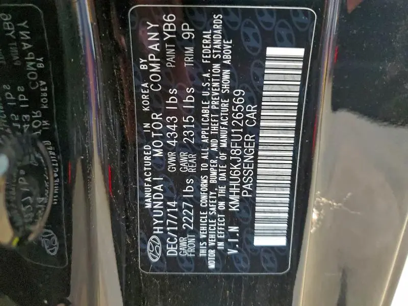 2015 HYUNDAI GENESIS COUPE 3.8L  