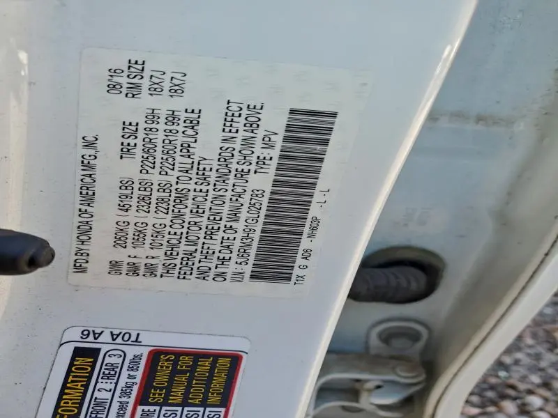 2016 HONDA CR-V TOURING  