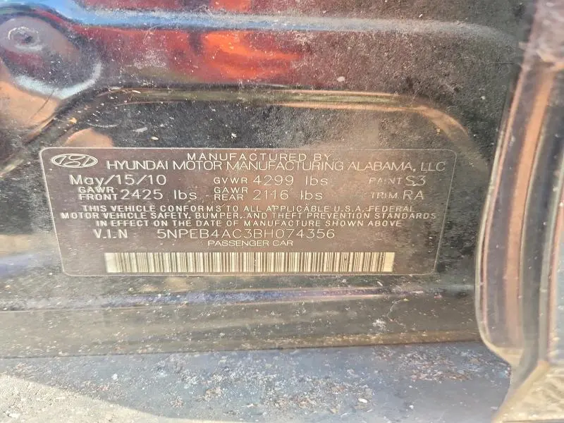 2011 HYUNDAI SONATA GLS  