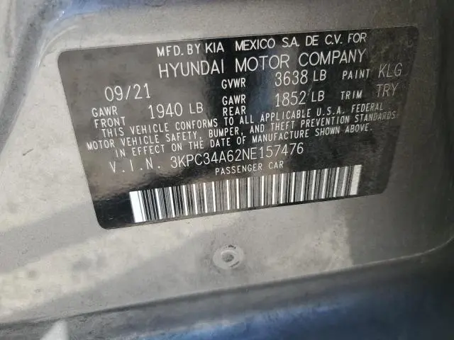 2022 HYUNDAI ACCENT LIMITED  