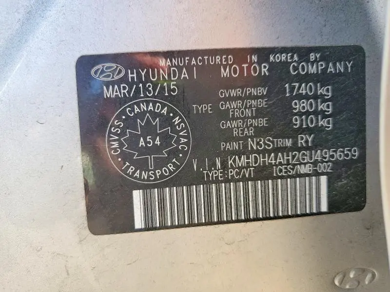 2016 HYUNDAI ELANTRA SPORT  