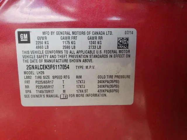 2015 CHEVROLET EQUINOX LT  